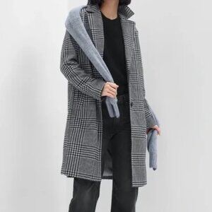 GAP Plaid Top Coat in Grey Plaid Womens Size M